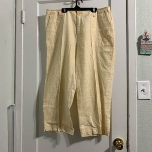 Eddie Bauer 16 linen capri yellow